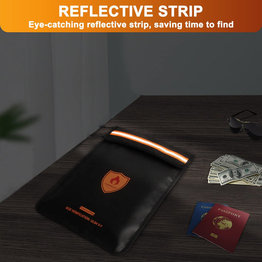 Fireproof Bag for Documents Fireproof Money Bag for Cash with Zipper Reinforced Fire Protection Aluminum Foil Lining