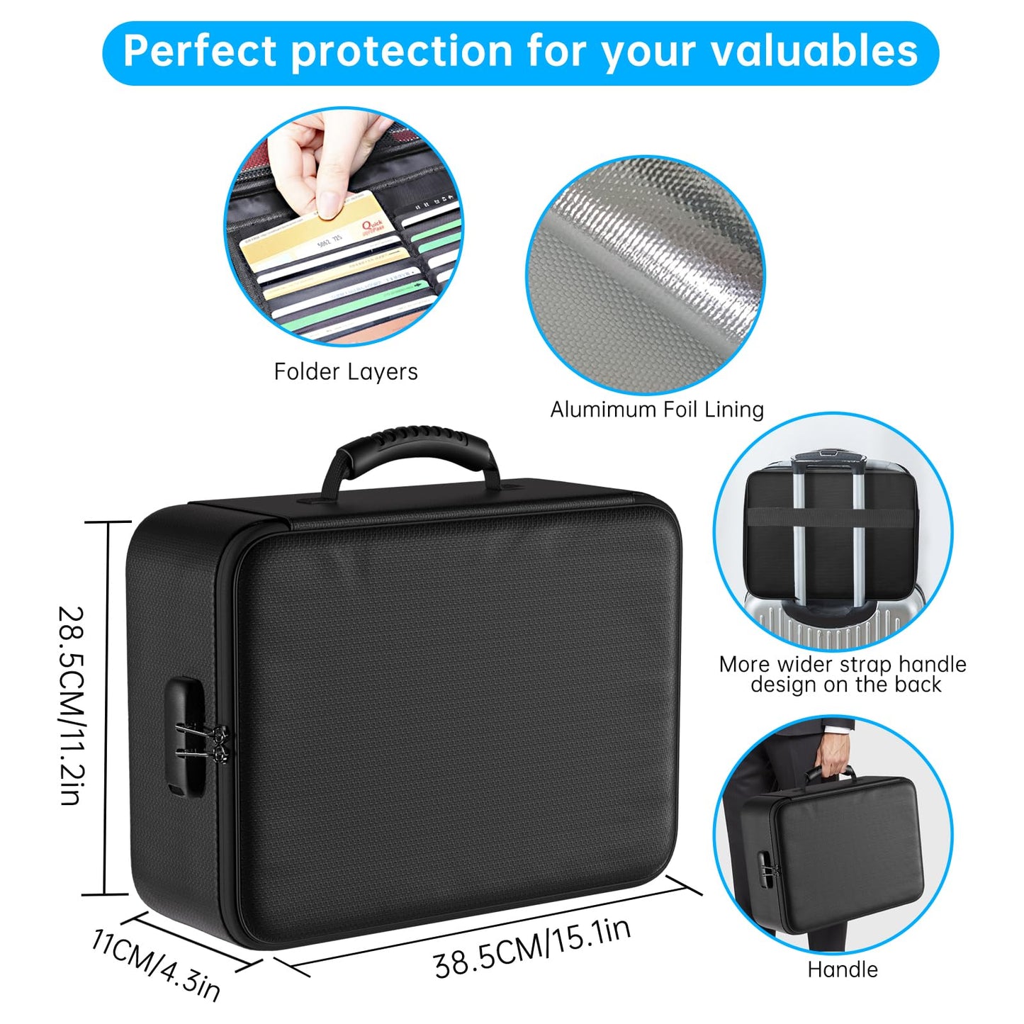 Large Capacity Hard Bag Waterproof and Fireproof Document Organizer Safe File Storage for Home Office Travel fireproof bag