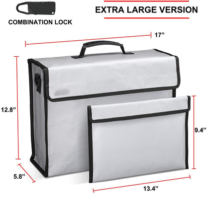 Silicone Fireproof and Waterproof File Money Holder Folder Shape Document Bag with Lock for Secure Storage