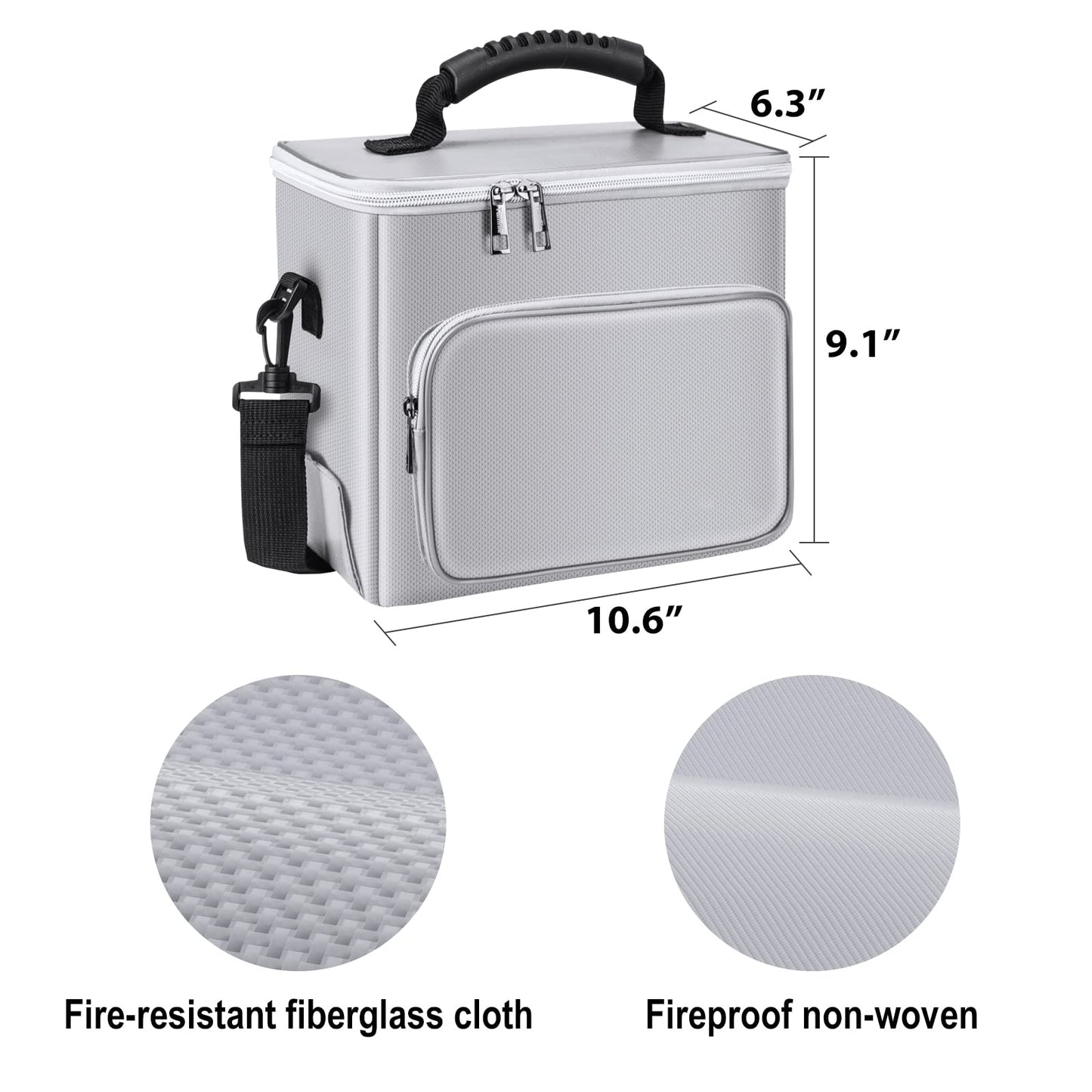 YIHUAXING Large capacity fireproof lithium battery bag fireproof protective cover with double metal zipper special bag