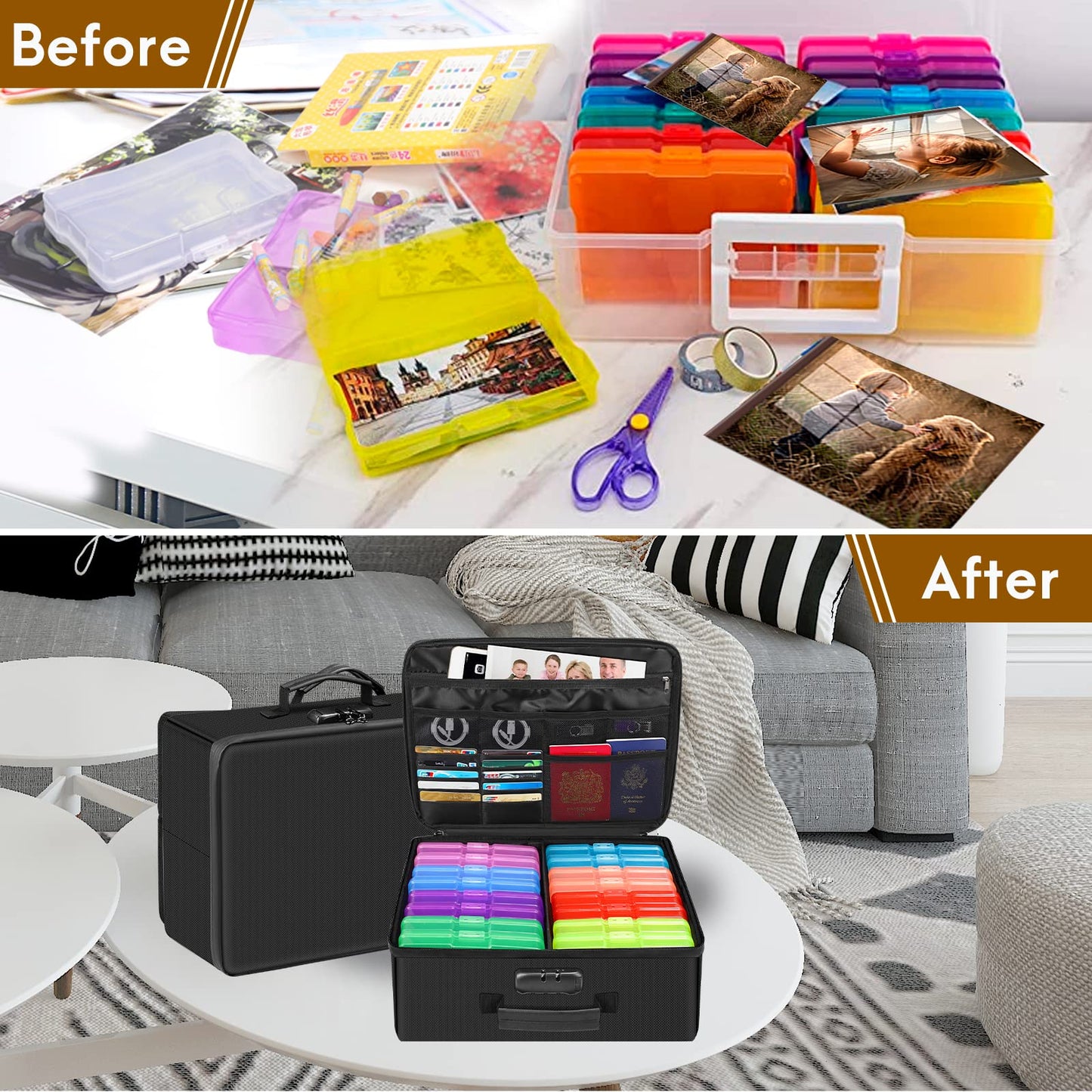 Fireproof Box File Photo Storage Bag Document Organization and Protection Photo Organizer Storage Boxes & Bins