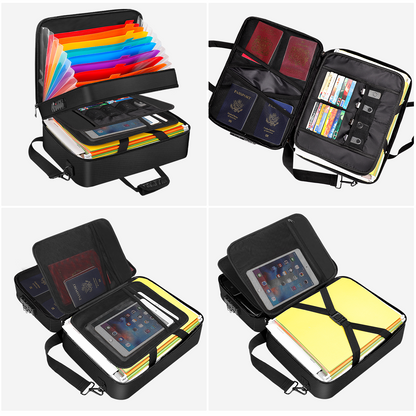 Fireproof and waterproof accordion document bag with large capacity design suitable for office and home legal document storage