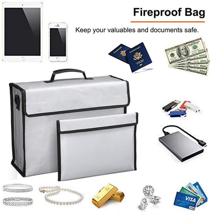 Silicone Fireproof and Waterproof File Money Holder Folder Shape Document Bag with Lock for Secure Storage