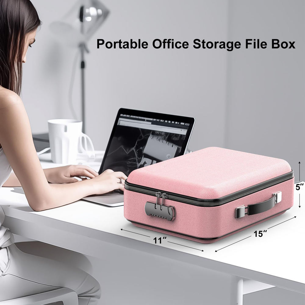 Secure Lockable Hard Fireproof and Waterproof Storage File Box/Bag for Organizing Personal Belongings