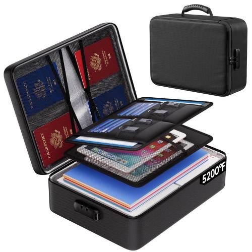 Large Capacity Hard Bag Waterproof and Fireproof Document Organizer Safe File Storage for Home Office Travel fireproof bag