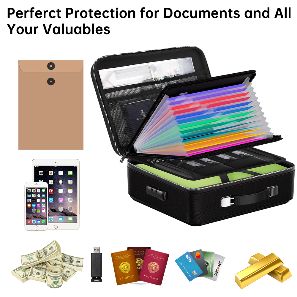 Fireproof and waterproof lockable document bag hard document box bag hard shell document storage bag