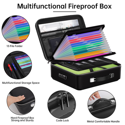 Fireproof and waterproof lockable document bag hard document box bag hard shell document storage bag