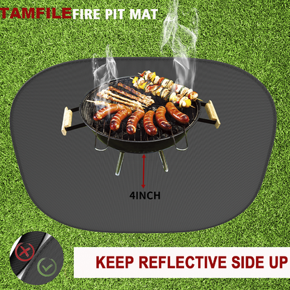 Portable 36\" Outdoor Fireproof Patio round Under-Grill Lawn Mat Heat Reflective Fabric Cover Deck Fire Pit-Outdoor Accessories