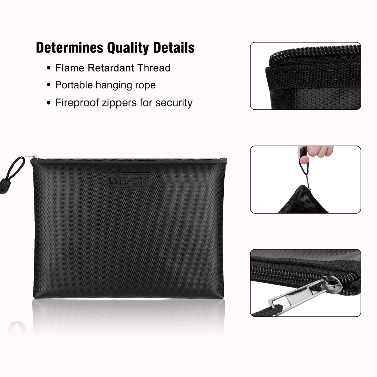 2024 Document Bags Waterproof and Fireproof Money Bag Small Middle Large Size File Collection