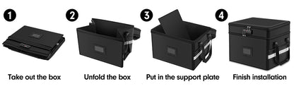 Portable Office Collapsible Bag-Case 2-Layer Reflective Strip File Organizer Fireproof Document Storage Box with Lock