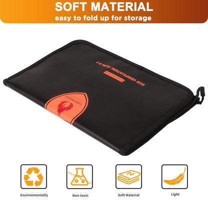 Fireproof Bag for Documents  Fireproof Money Bag for Cash with Zipper Reinforced Fire Protection Aluminum Foil Lining