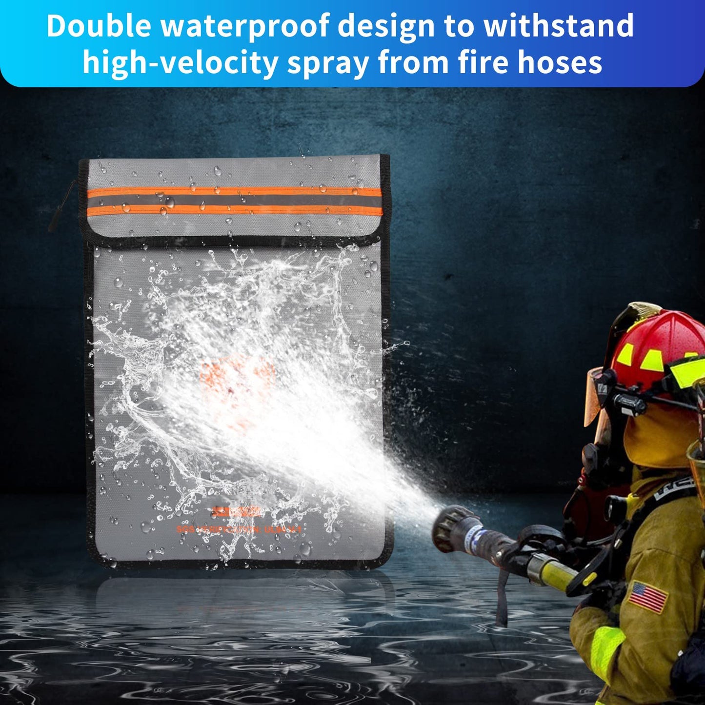 Upgraded Fireproof Money Bag with Lock Fireproof Bag with Zipper/Reflective Strip Fire Proof Money Bag for Cash Water Resistant